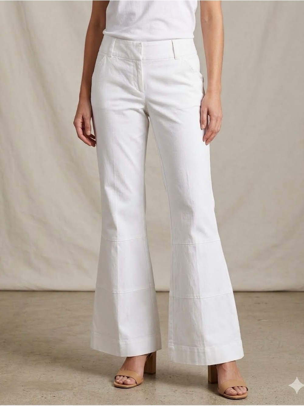 Sandro Studio White High-Rise Wide-Leg Trousers